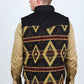 Mens Ethnic Aztec Quilted Fur Lined Vest - Black/Gold