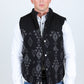 Mens Ethnic Aztec Quilted Fur Lined Vest - Black/Charcoal