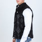 Mens Ethnic Aztec Quilted Fur Lined Vest - Black/Charcoal