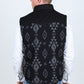 Mens Ethnic Aztec Quilted Fur Lined Vest - Black/Charcoal