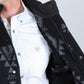 Mens Ethnic Aztec Quilted Fur Lined Vest - Black/Charcoal