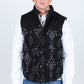 Mens Ethnic Aztec Quilted Fur Lined Vest - Black/Charcoal