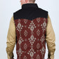 Mens Ethnic Aztec Quilted Fur Lined Vest - Rust