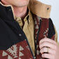 Mens Ethnic Aztec Quilted Fur Lined Vest - Rust