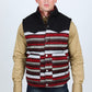 Mens Ethnic Aztec Quilted Fur Lined Vest - Red