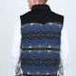 Mens Ethnic Aztec Quilted Fur Lined Vest - Gray/Royal