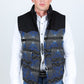 Mens Ethnic Aztec Quilted Fur Lined Vest - Gray/Royal