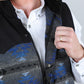 Mens Ethnic Aztec Quilted Fur Lined Vest - Gray/Royal