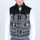 Mens Ethnic Aztec Quilted Fur Lined Vest - Black/White