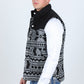 Mens Ethnic Aztec Quilted Fur Lined Vest - Black/White