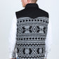 Mens Ethnic Aztec Quilted Fur Lined Vest - Black/White