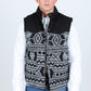 Mens Ethnic Aztec Quilted Fur Lined Vest - Black/White