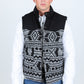 Mens Ethnic Aztec Quilted Fur Lined Vest - Black/White