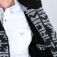 Mens Ethnic Aztec Quilted Fur Lined Vest - Black/White