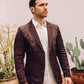 Men's Double Button Rhinestone Wine Blazer