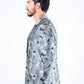 Men's Double Button Black Flowers Print Blazer