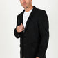 Men's Double Button Faux-Suede Blazer - Black