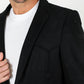 Men's Double Button Suede Blazer - Black