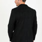 Men's Double Button Faux-Suede Blazer - Black