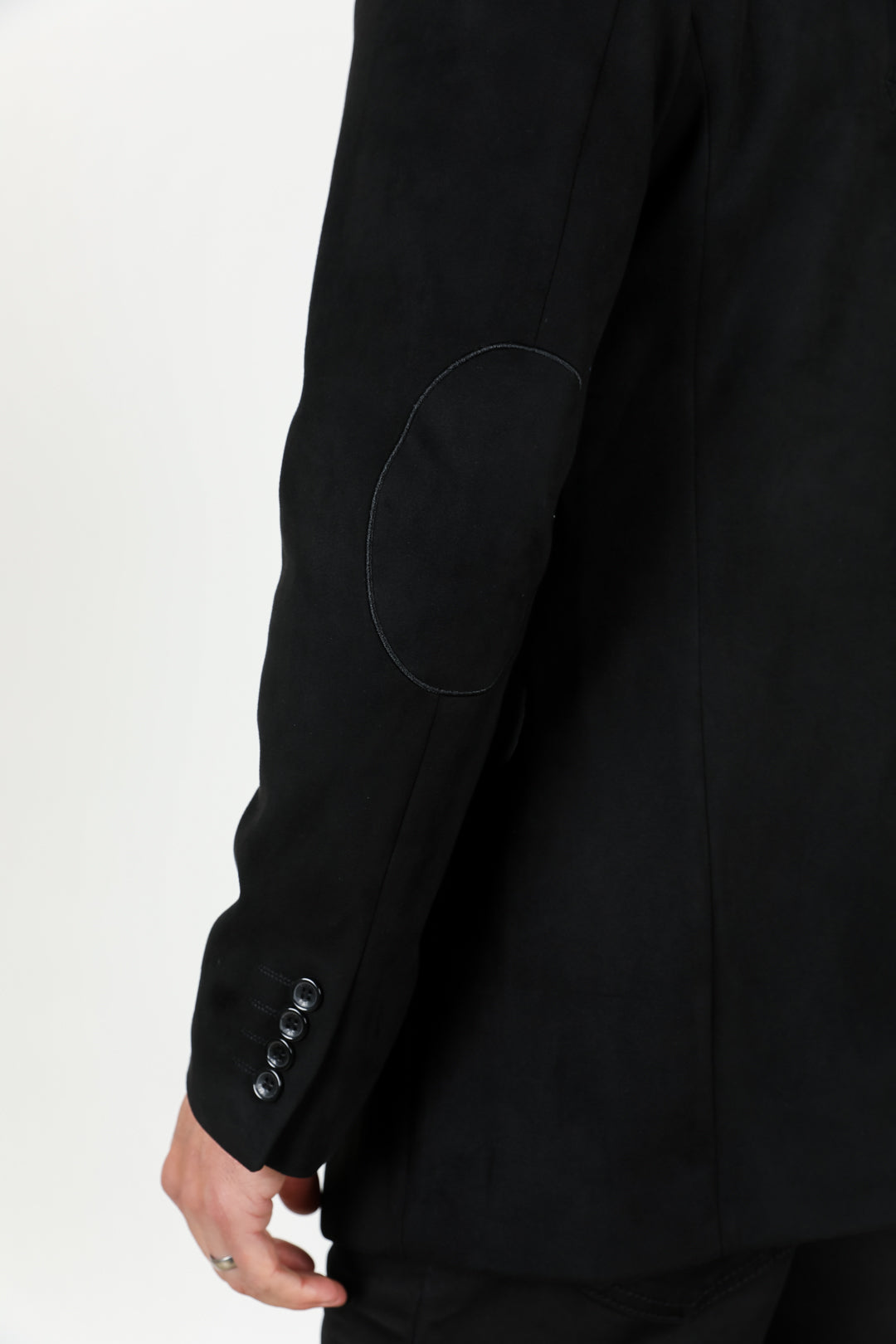 Men's Double Button Suede Blazer - Black