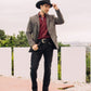 Men's Double Button Suede Blazer - Charcoal