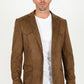 Men's Double Button Suede Blazer - Brown