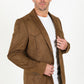 Men's Double Button Faux-Suede Blazer - Brown