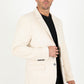 Men's Double Button Off White Suede Blazer