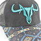 Mens Aztec Visor 3D Logo Baseball Cap - Black