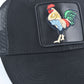 Mens Rooster Logo Baseball Cap - Black
