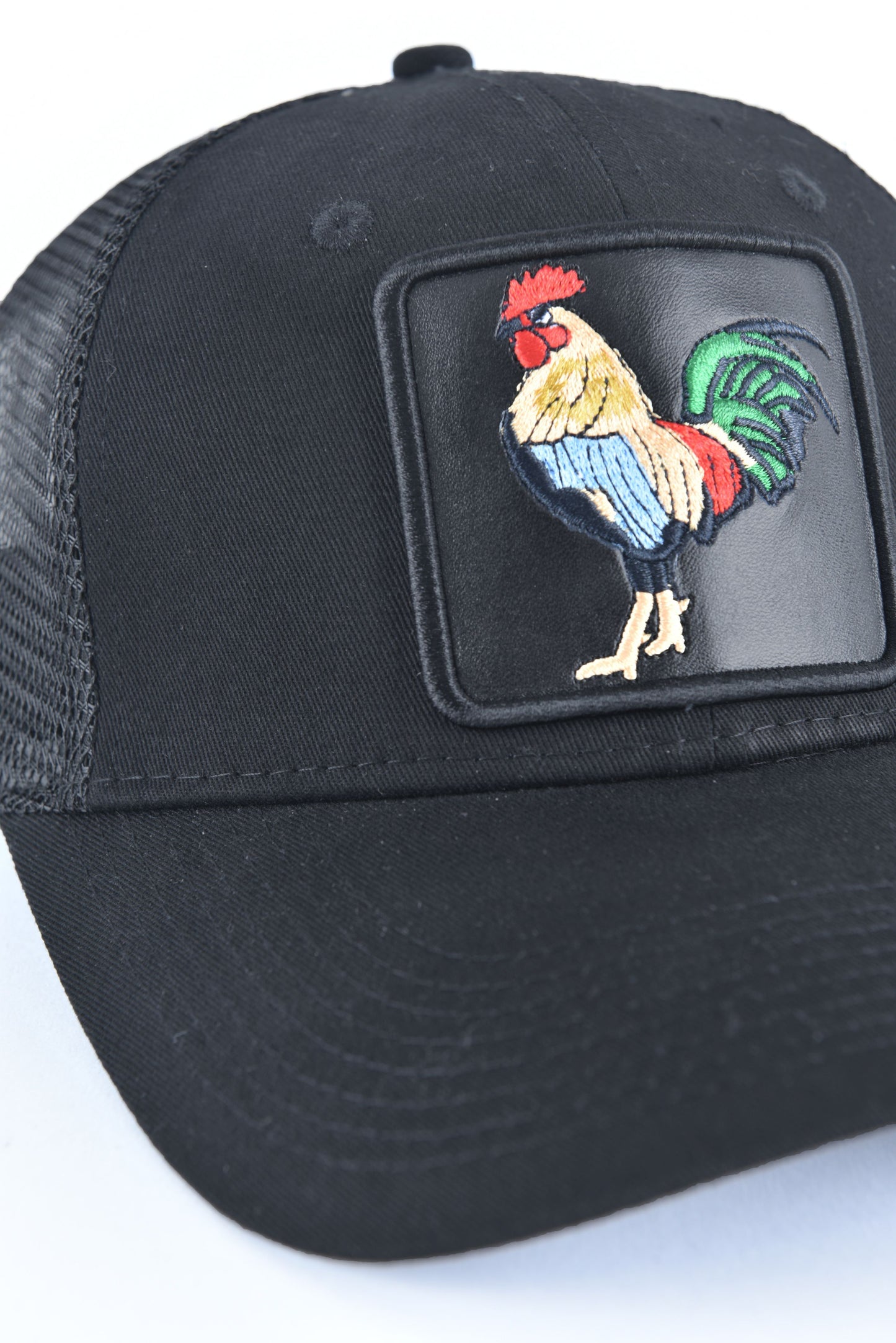 Mens Rooster Logo Baseball Cap - Black