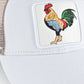 Mens Rooster Logo Baseball Cap - White