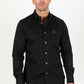 Men’s Single Pocket Logo Modern Fit Stretch Dress Shirt - Black