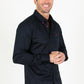 Men’s Single Pocket Logo Modern Fit Stretch Dress Shirt - Navy