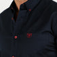 Men’s Single Pocket Logo Modern Fit Stretch Dress Shirt - Navy