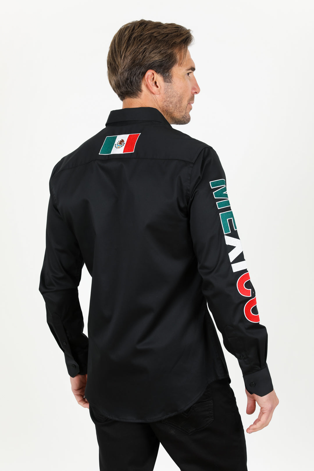 Men's Modern Fit Mexico Dress Shirt - Black