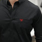 Men’s Single Pocket Logo Modern Fit Stretch Mexico Dress Shirt - Black