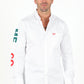 Men’s Single Pocket Logo Modern Fit Stretch Mexico Dress Shirt - White