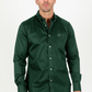 Men’s Single Pocket Logo Modern Fit Stretch Dress Shirt - Green