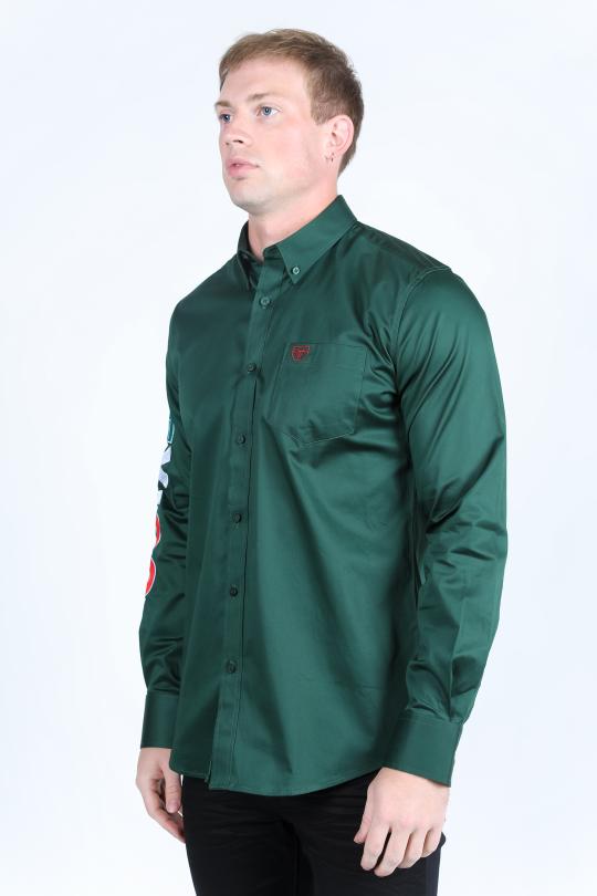 Men’s Single Pocket Logo Modern Fit Stretch Mexico Dress Shirt - Green