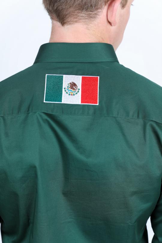 Men’s Single Pocket Logo Modern Fit Stretch Mexico Dress Shirt - Green