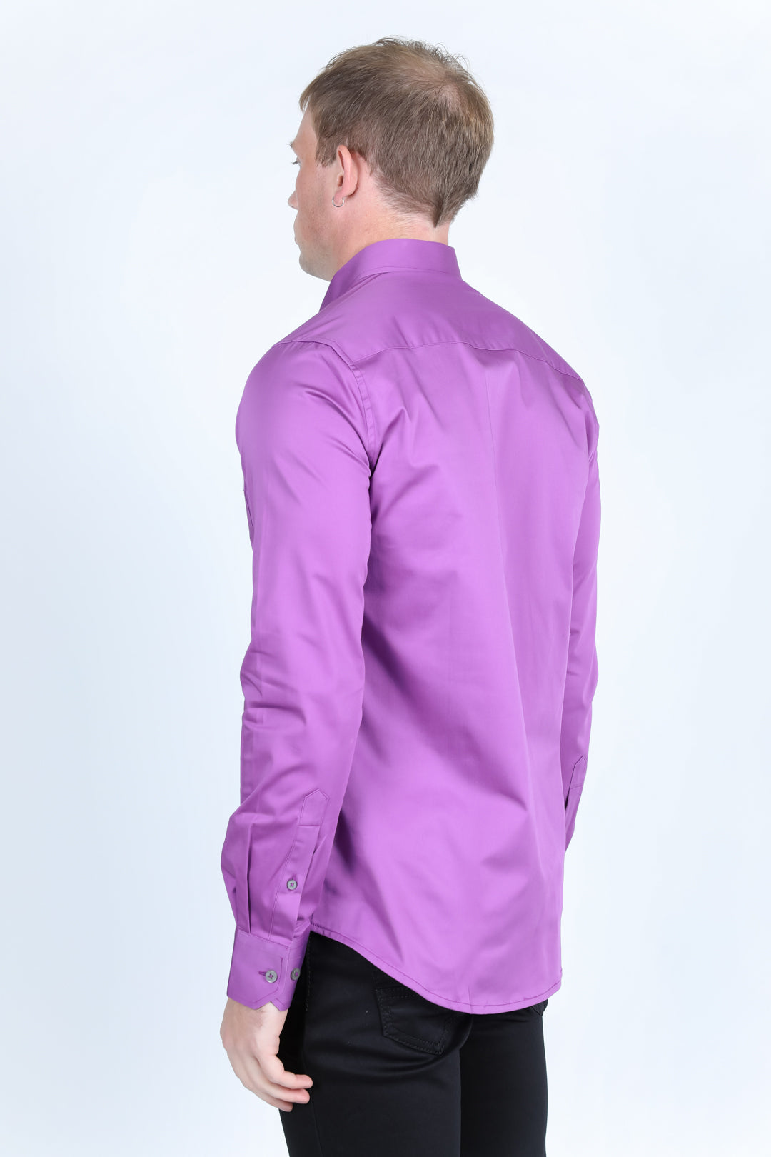 Men’s Single Pocket Logo Modern Fit Stretch Dress Shirt - Mauve