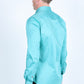 Men’s Single Pocket Logo Modern Fit Stretch Dress Shirt - Turquoise