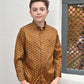 Kid's Cotton Gold Aztec Digital Print Dress Shirt