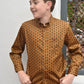 Kid's Cotton Gold Aztec Digital Print Dress Shirt