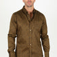 Cotton Print Dress Shirt - Camel