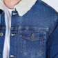 Mens Sherpa Lined Denim Jacket - Dark Blue