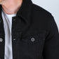 Mens Sherpa Lined Denim Jacket - Black