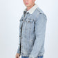 Mens Sherpa Lined Denim Jacket - Tint Blue