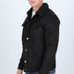 Mens Sherpa Lined Faux Suede Jacket - Black